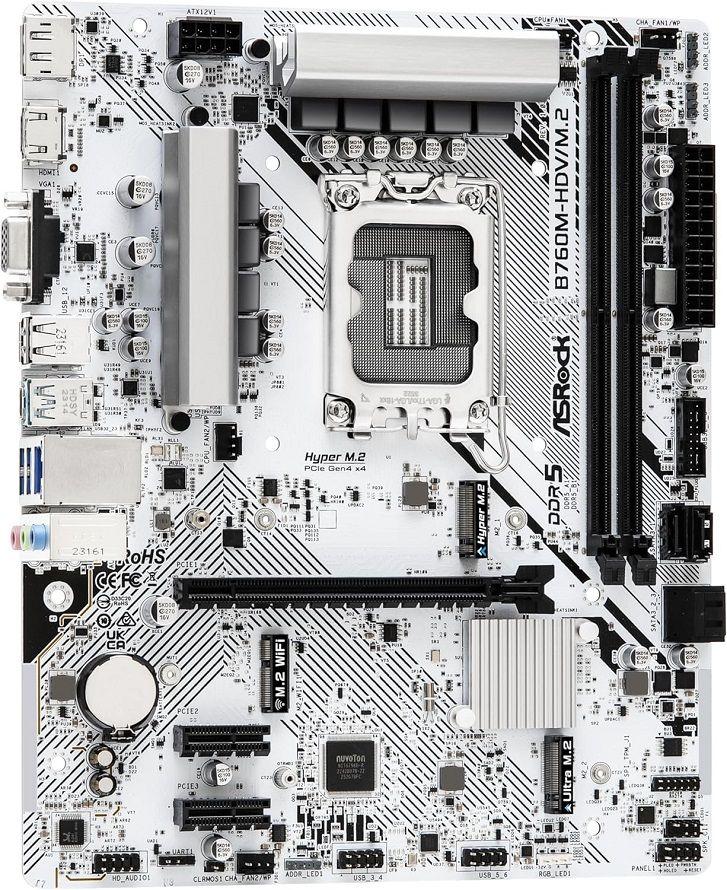 Motherboard ASROCK B760M-HDV/M.2 D5 (LGA 1700 - micro ATX - Duplo canal), miniatura 3