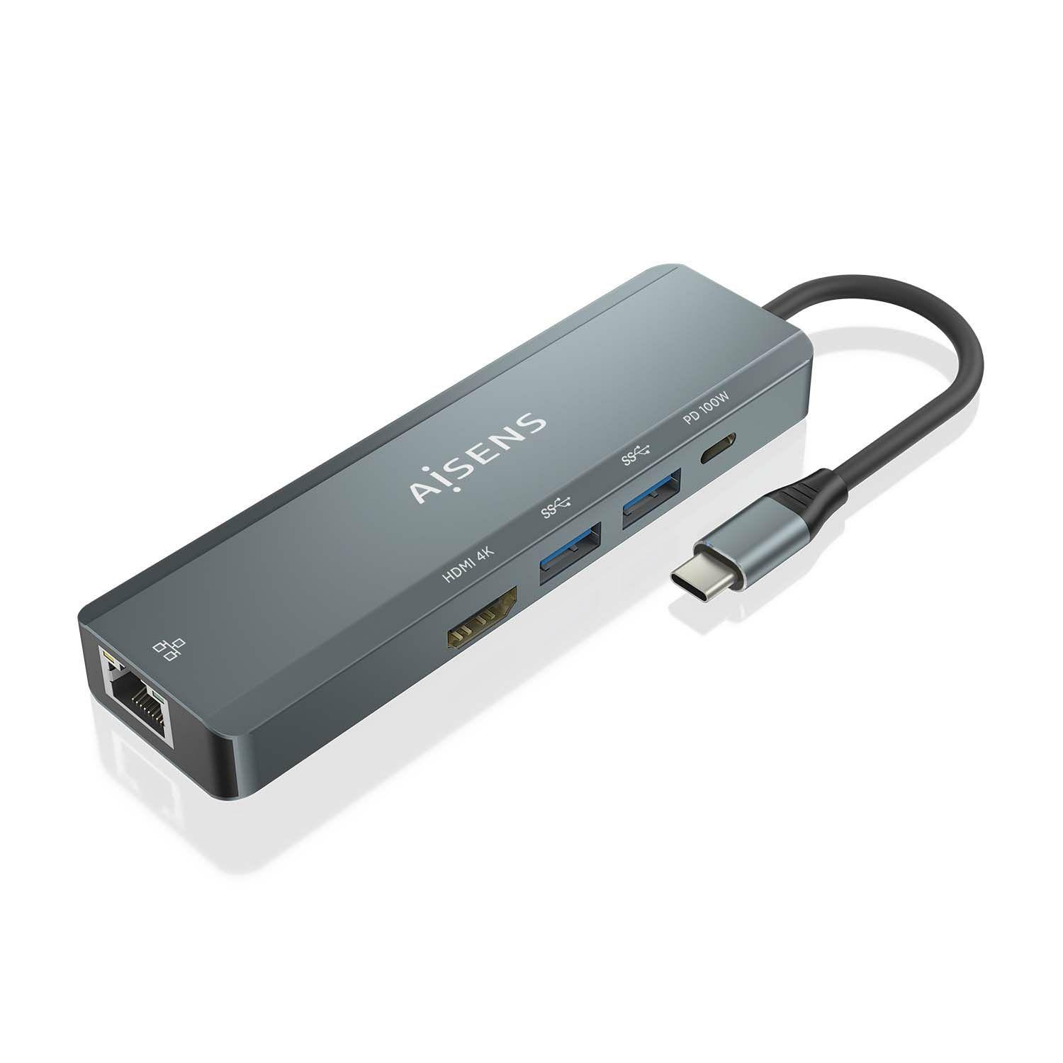 Hub USB-C AISENS ASUC-5P011-GR (0,15 m - Cinzento), miniatura 2