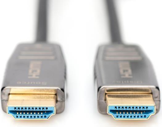 Cabo HDMI Híbrido de Fibra Ótica DIGITUS AK-330126-300-S (30 m - 60 Hz - HDMI Tipo A standard - Preto)