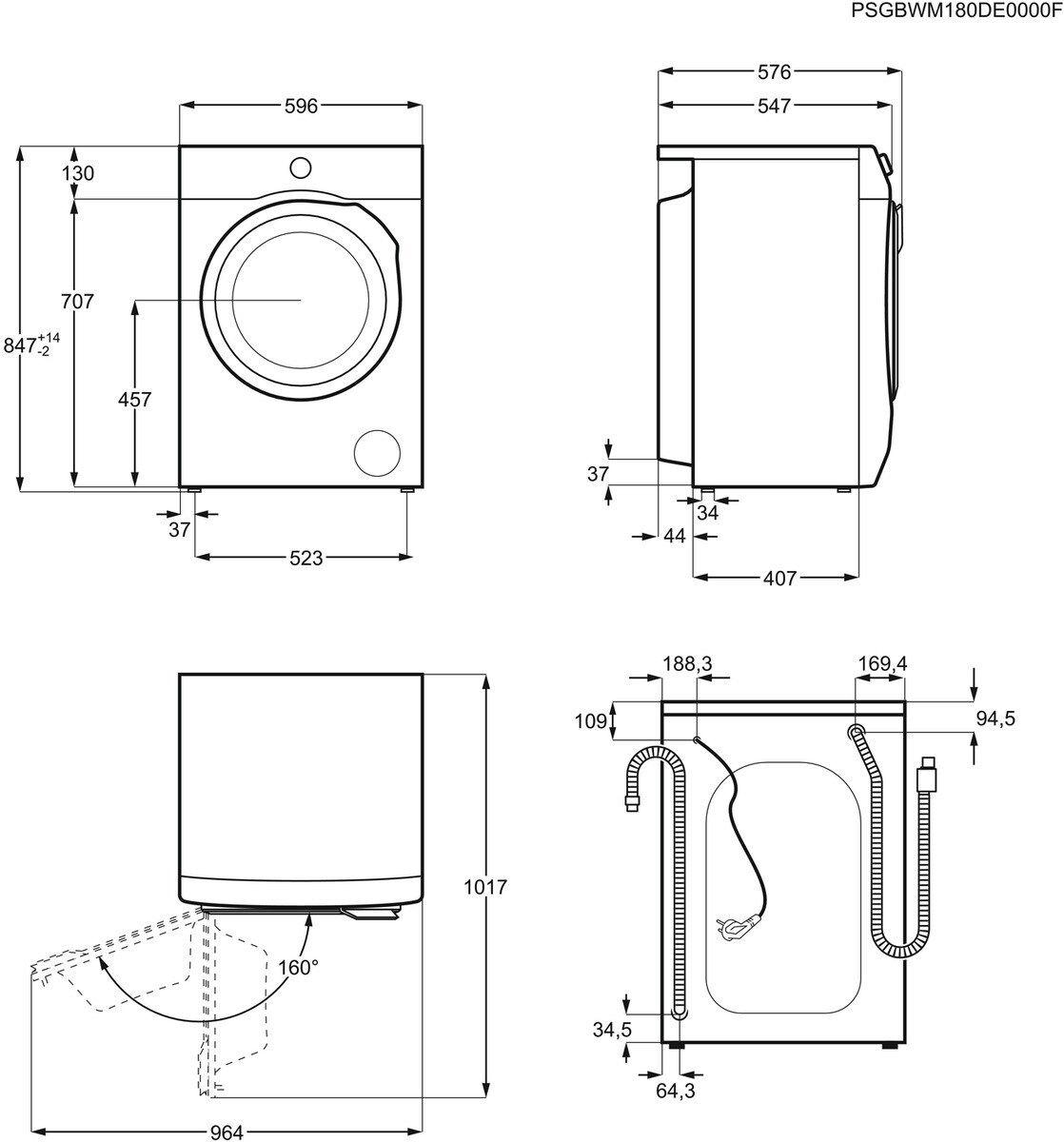Máquina de Lavar Roupa Independente AEG LFA5I82WRE (1200 RPM - B - 43 l - Branco) — miniatura 8