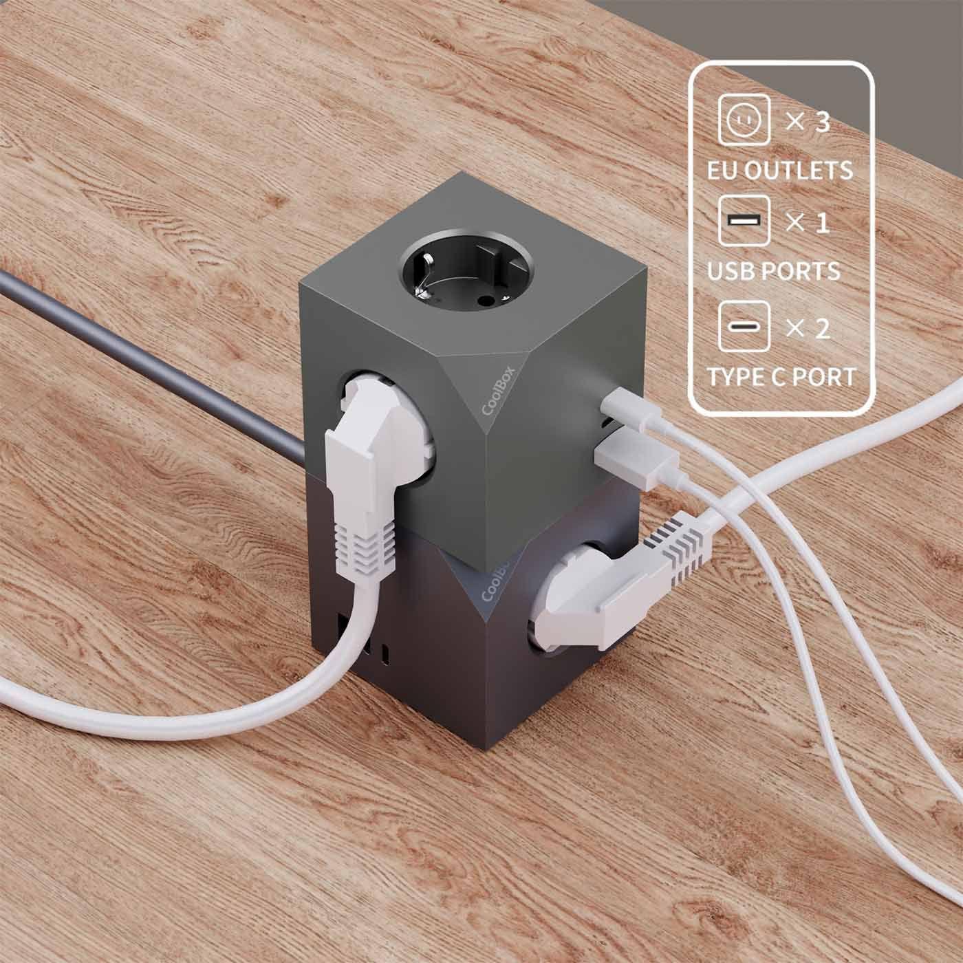 Bloco de Tomadas COOLBOX COO-BEN-CU-CUBE (AC - Cinzento) — miniatura 3