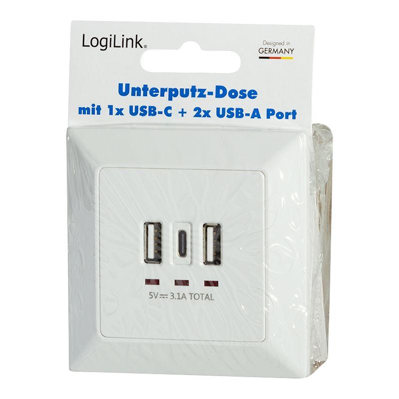 Tomada de Parede USB de Encastre LOGILINK PA0254 (Branco), miniatura 7