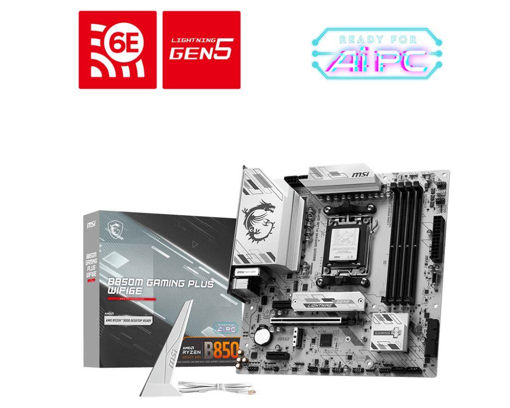 Motherboard MSI B850M Gaming Plus WiFi6E (AM5 - micro-ATX - Duplo canal - Preto)