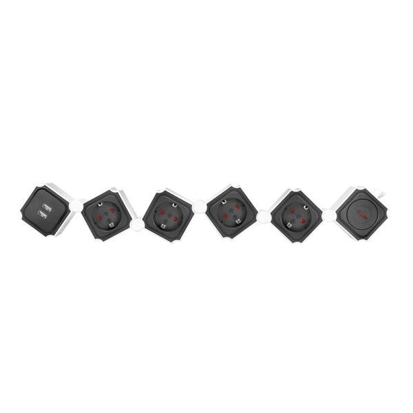 Bloco de Tomadas Flexível LOGILINK LPS276U (Cinzento), miniatura 8