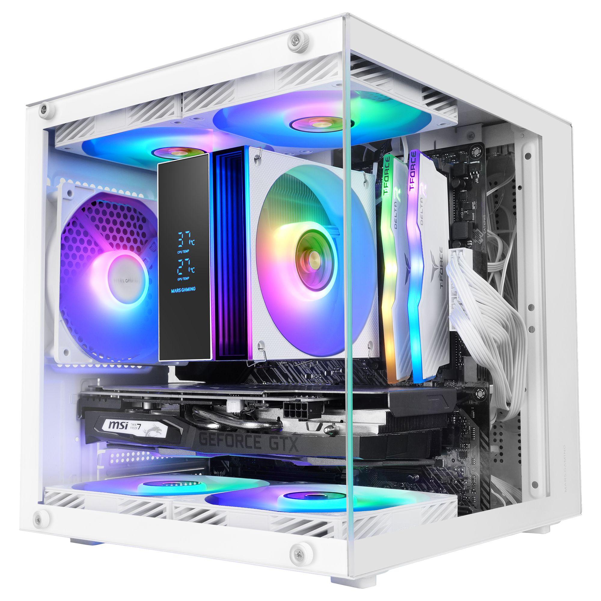 Caixa Mini Tower MARS GAMING MC-CUBEW (Micro ATX, Mini-ITX - Mini Tower - Vidro temperado - Branco) — miniatura 2