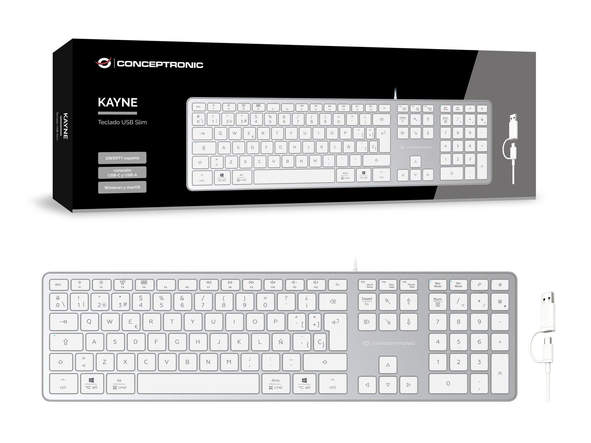 Teclado CONCEPTRONIC KAYNE02WES (Espanhol - Tamanho completo - USB - Branco) — miniatura 2