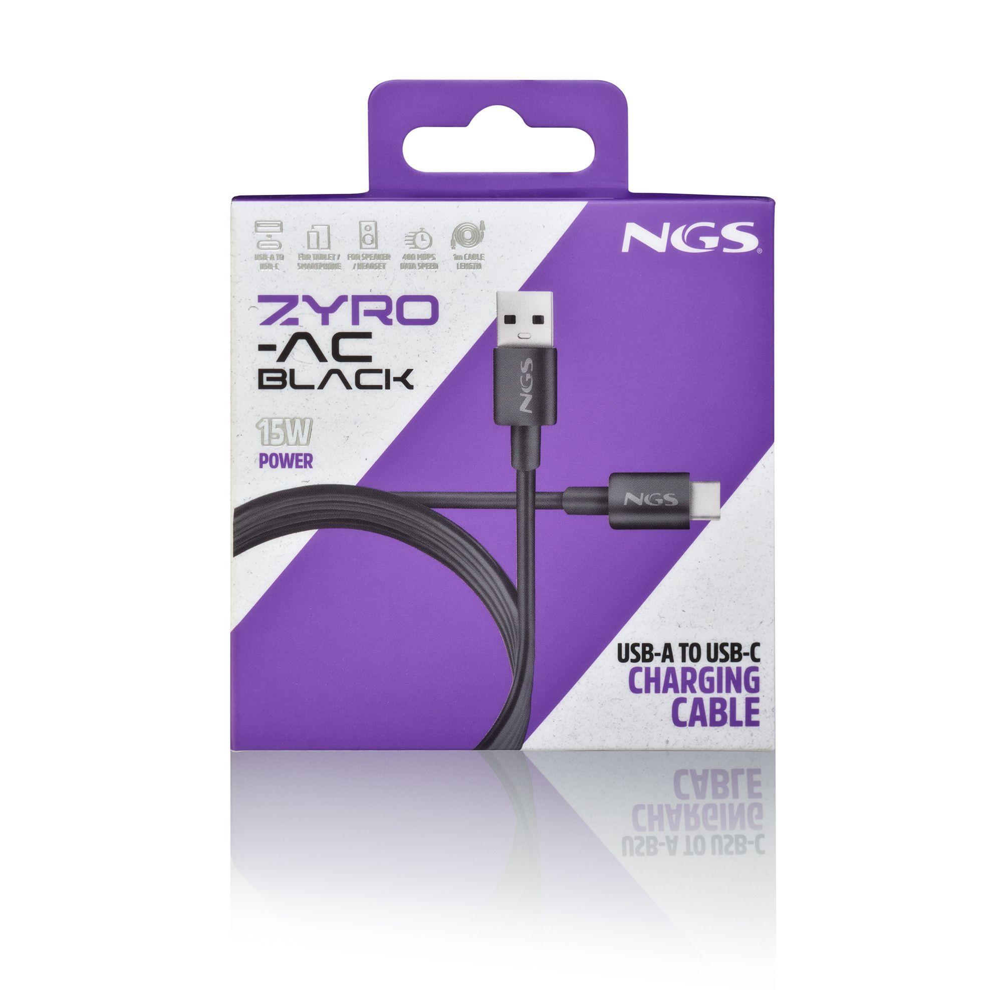 Cabo USB-A para USB-C NGS ZYRO-AC (1 m - USB C - USB A - Preto) — miniatura 6