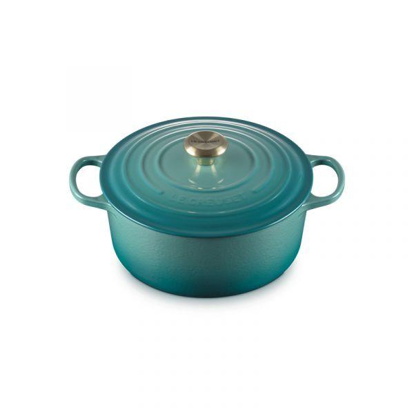 Panela Redonda de Ferro Fundido LE CREUSET Signature (Azul Riviera)