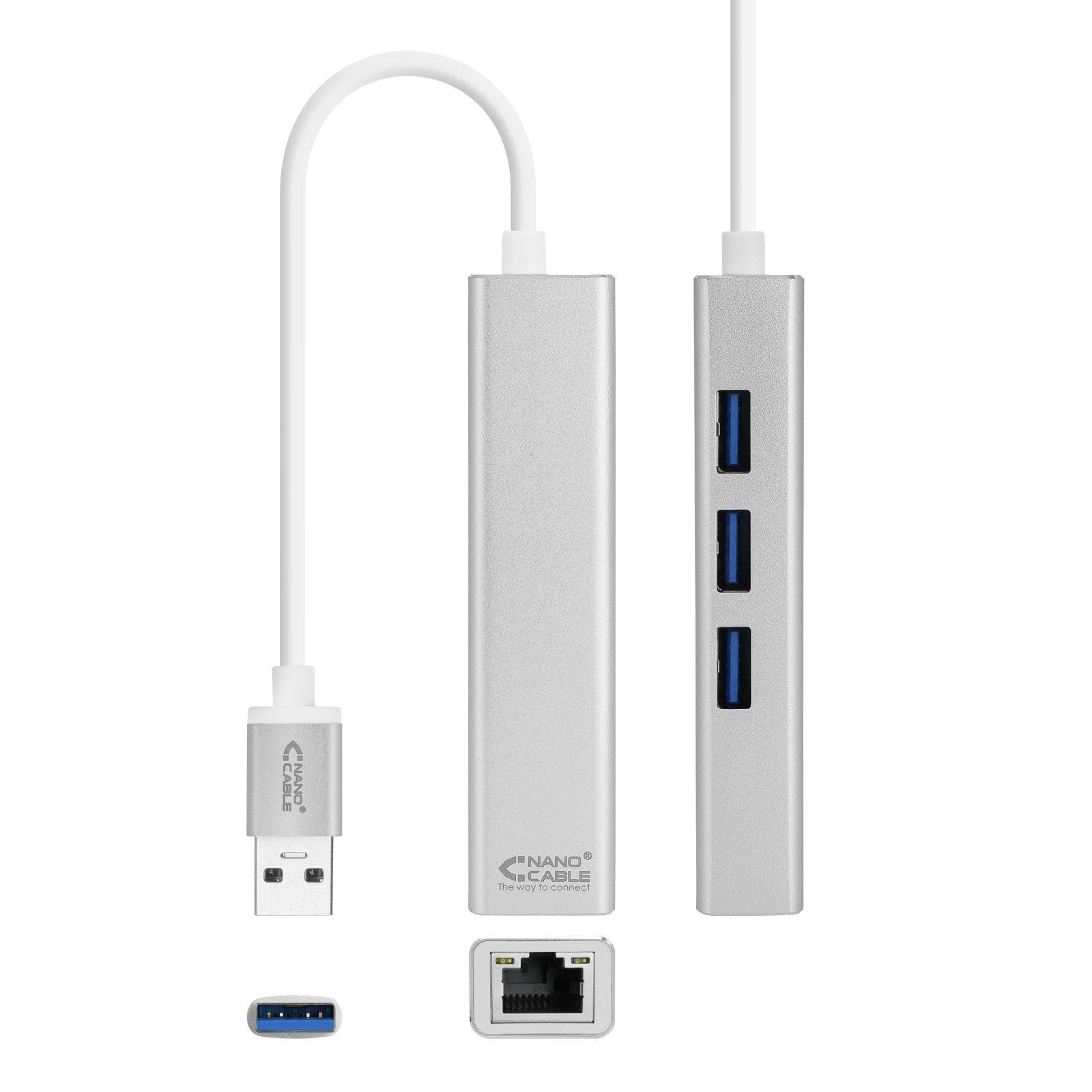 Adaptador USB para Ethernet NANOCABLE 10.03.0403 (Ethernet - USB - 1000 Mbit/s - Prateado) — miniatura 2