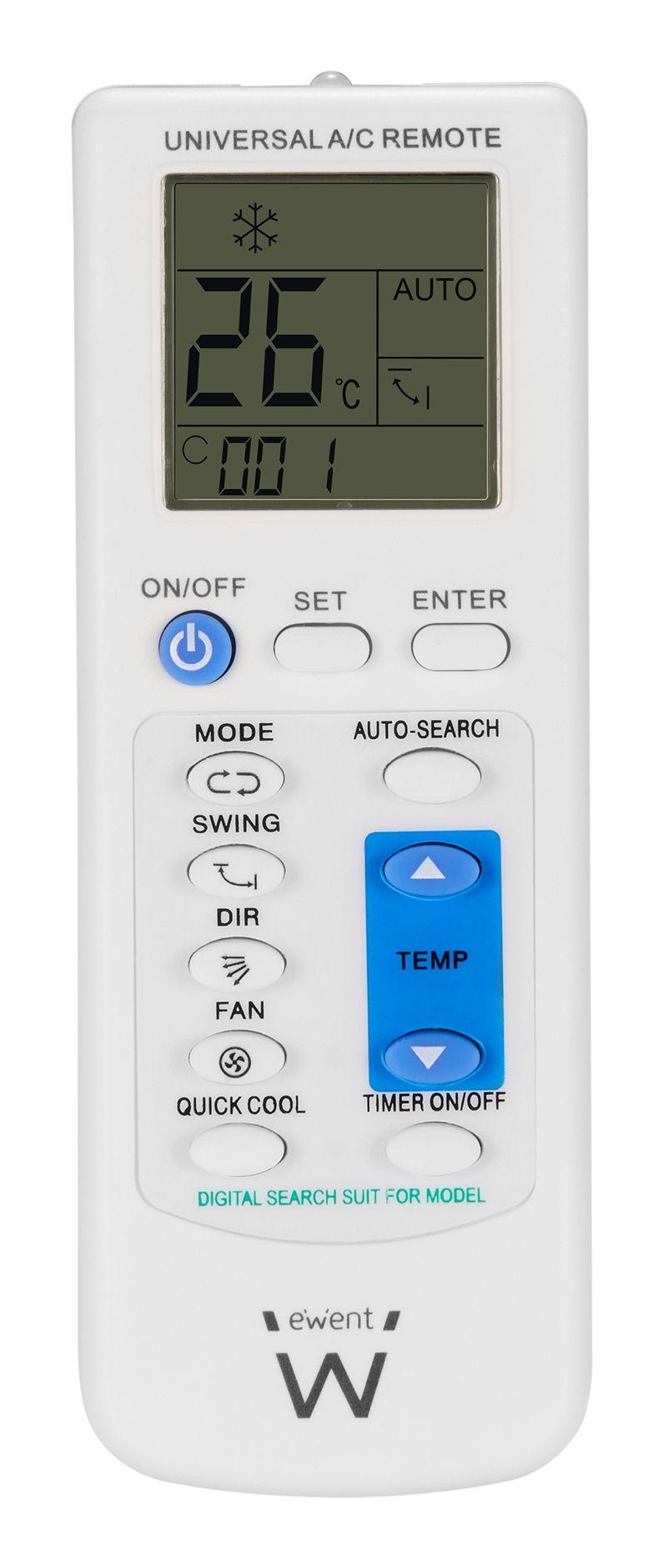 Controlo Remoto Universal para Ar Condicionado EWENT EW1579 (Altura 1,8 cm - Branco)