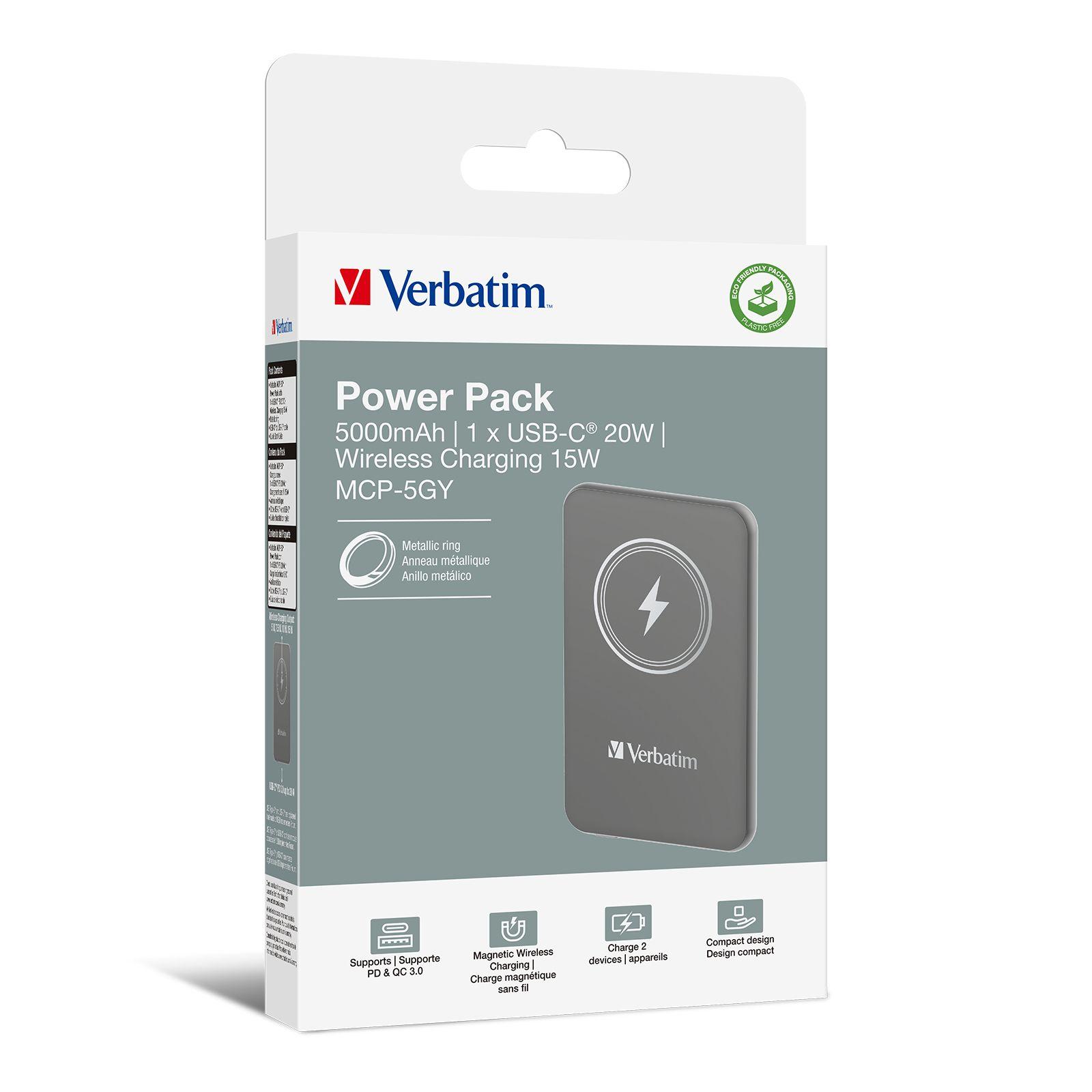 Powerbank VERBATIM Charge 'n' Go 32244 (5000 mAh - 20 W - Quick Charge 3.0 - Cinzento), miniatura 5