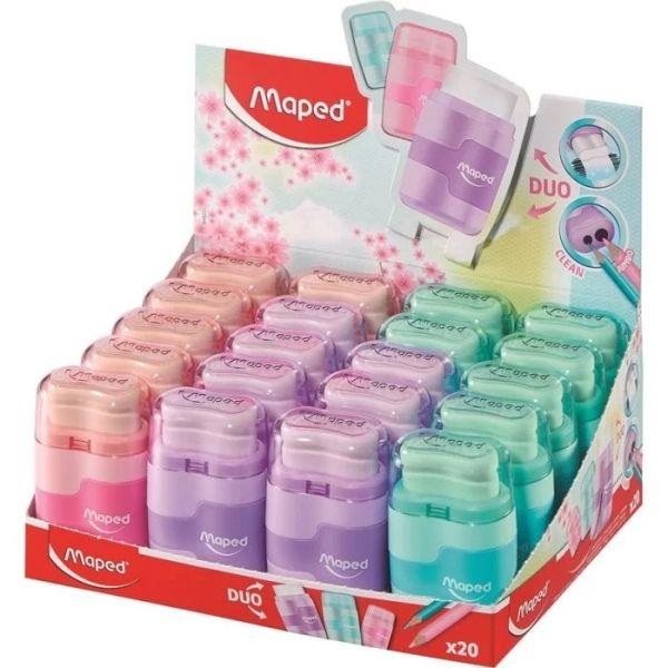 Afiador de Lápis com Borracha MAPED Connect Duo (2 Orifícios - Cores Sortidas)