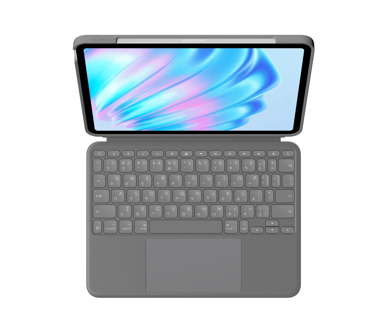 Teclado LOGITECH Combo Touch para iPad Air 11'' M2 (Suíço - Mini - Smart Connector - Cinzento)