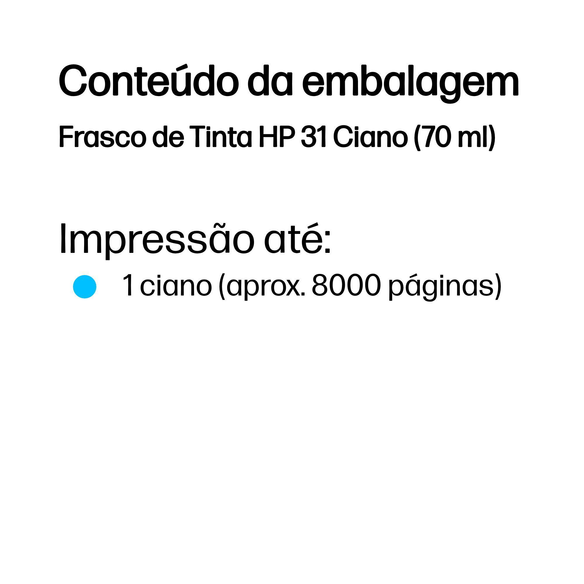Tinteiro HP 31 1VU26AE (9100 páginas - Ciano), miniatura 3