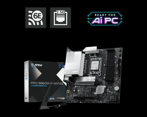 Motherboard MSI PRO B860M-P WIFI6E (LGA 1851 - Intel Core Ultra Série 2 - Micro-ATX - Prateado), miniatura 3