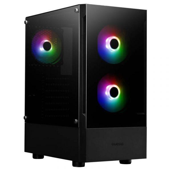 Caixa de Computador GAMDIAS TALOS E3 (ATX, Micro ATX, Mini-ITX - Midi Tower - Vidro temperado, ABS, SPCC - Preto)