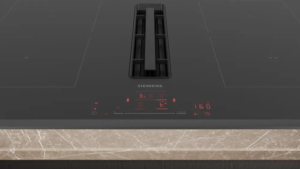 Placa de Indução com Exaustor Integrado Encastre SIEMENS ED851HQ26E (4 zonas - 7400 W - Vidro - Preto) — miniatura 4