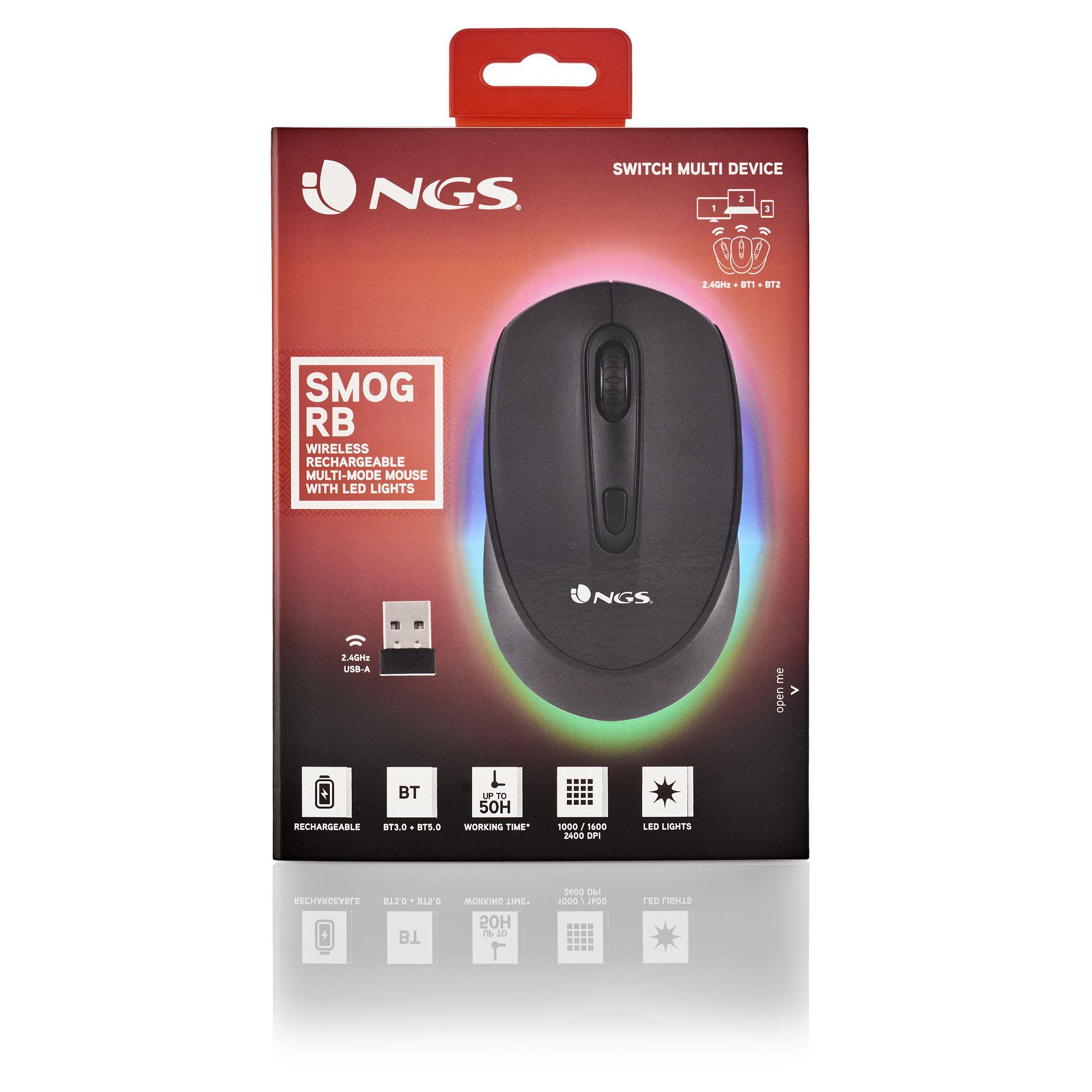 Rato NGS Smog-RB (Ambidestro - 2400 DPI - Ótico - Preto), miniatura 8