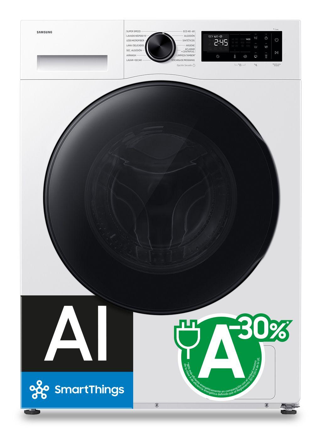 Máquina de Lavar e Secar Roupa Independente SAMSUNG WD90HG5U34BEEC (B - 9 kg - 6 kg - Branco)