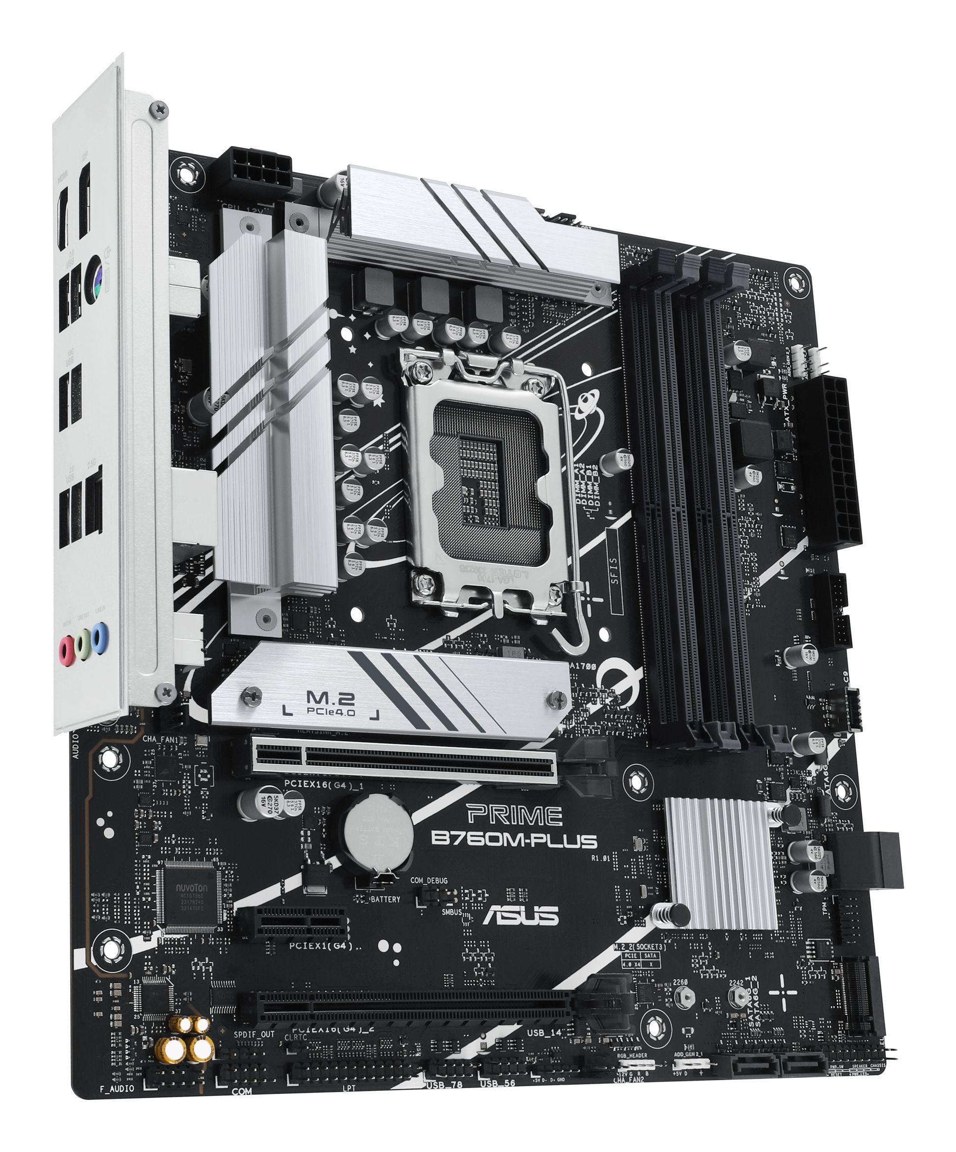 Motherboard ASUS Prime B760M-PLUS (LGA 1700 - Micro ATX - Duplo canal - Transparente), miniatura 3