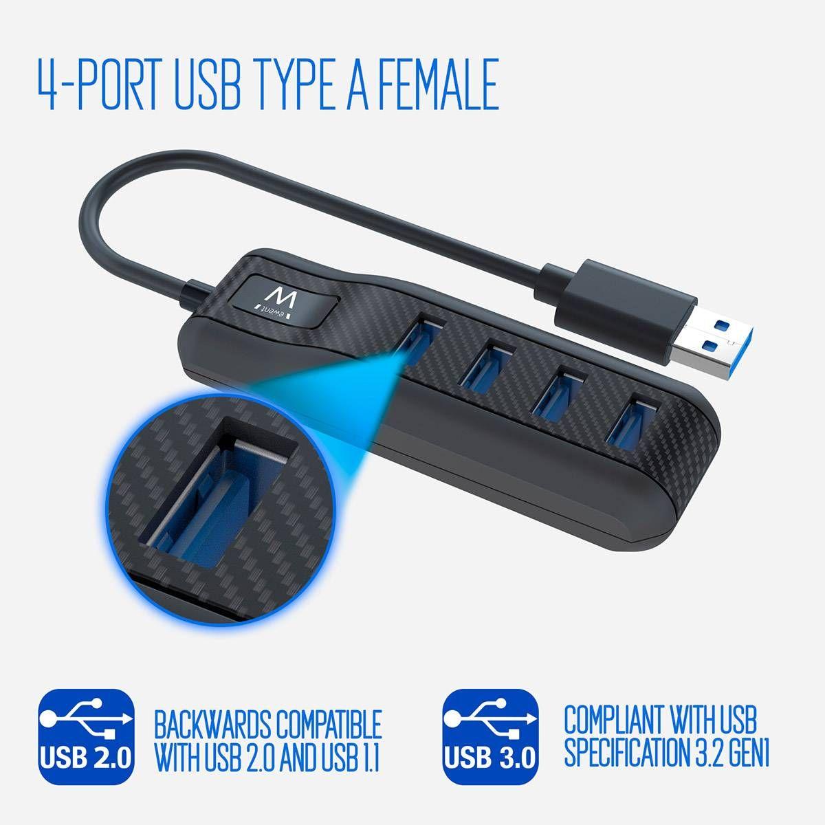 Hub USB EWENT EW1138 (0,15 m - Preto) — miniatura 4