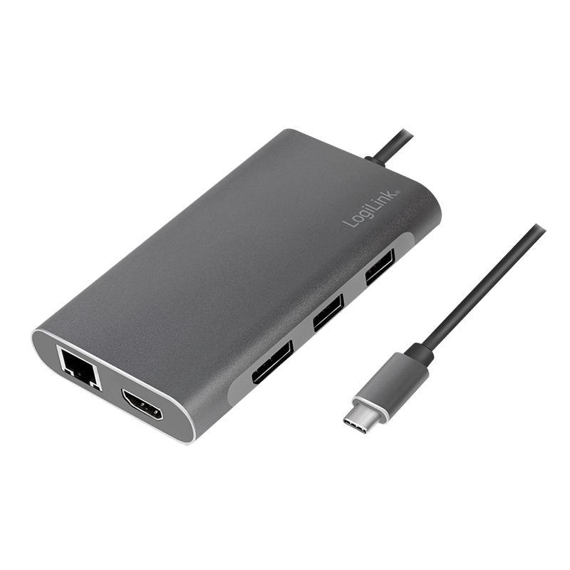 Estação de Acoplamento LOGILINK UA0382 (0,12 m - Thunderbolt 3 - Prateado)