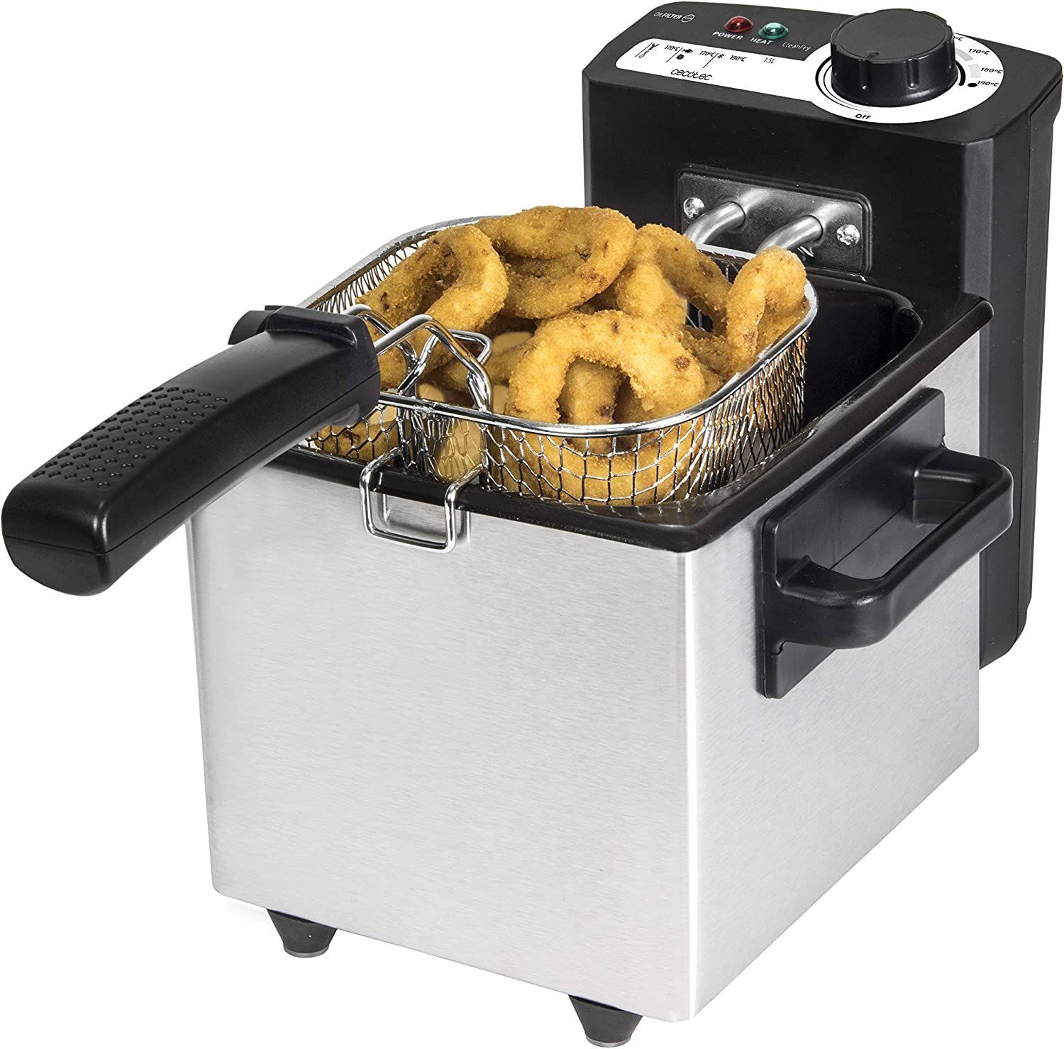 Fritadeira Independente CECOTEC CLEAN FRY 03031 (1000 W - 190 °C - Rotativo - Preto e Inox)