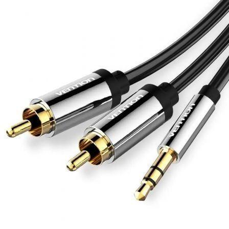 Cabo de Áudio VENTION BCFBF (1 m - 2 x RCA macho - Jack de 3,5 mm macho - Preto)