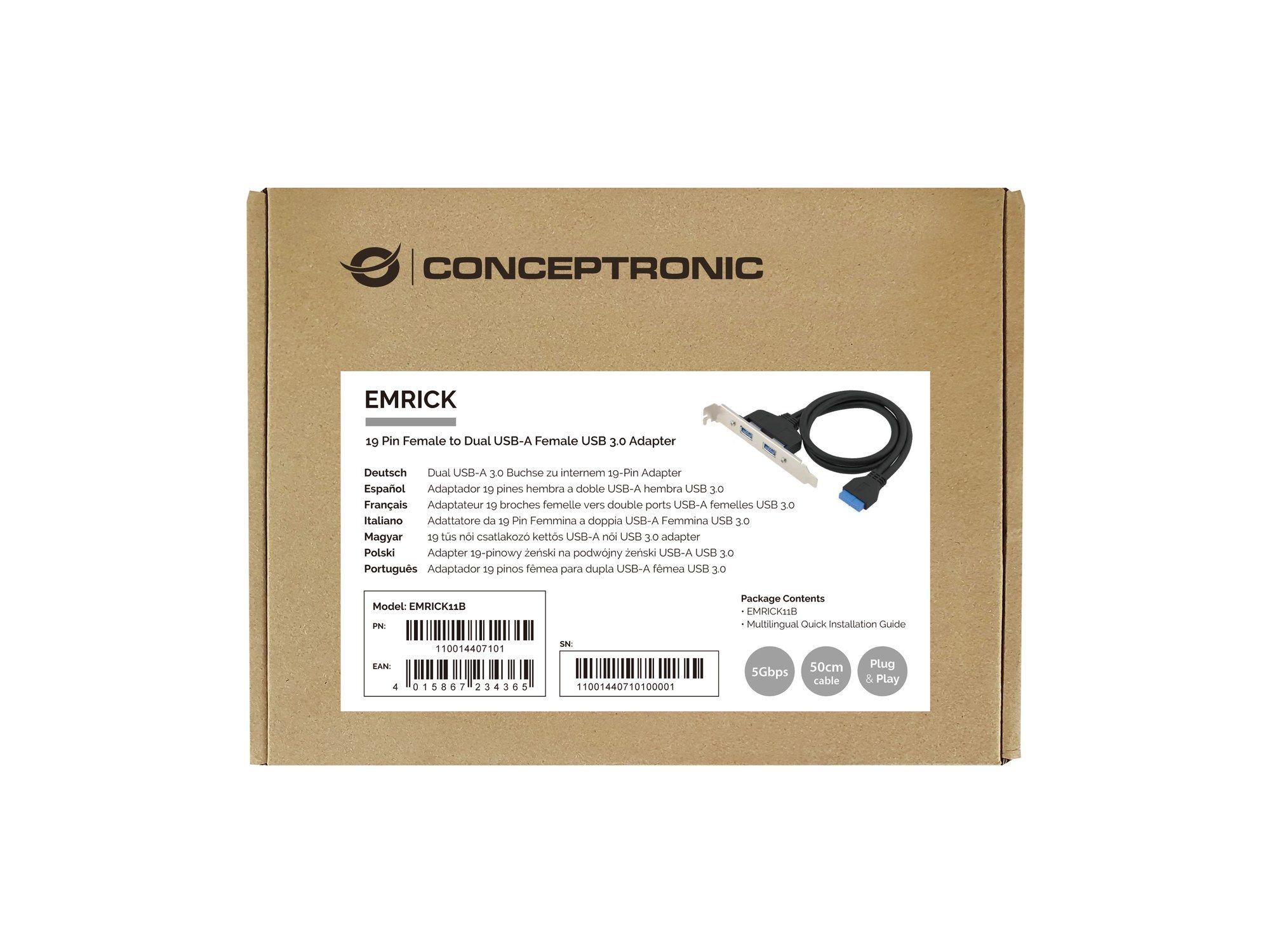 Adaptador de Interface USB Interno CONCEPTRONIC EMRICK11B (Preto) — miniatura 3