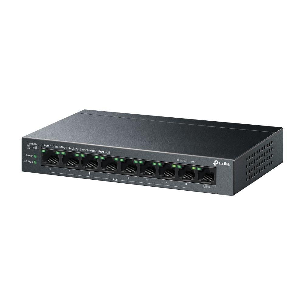 Switch de Rede TP-LINK LiteWave LS109P (Fast Ethernet - 1,8 Gbit/s - 15000 bytes - Preto) — miniatura 2