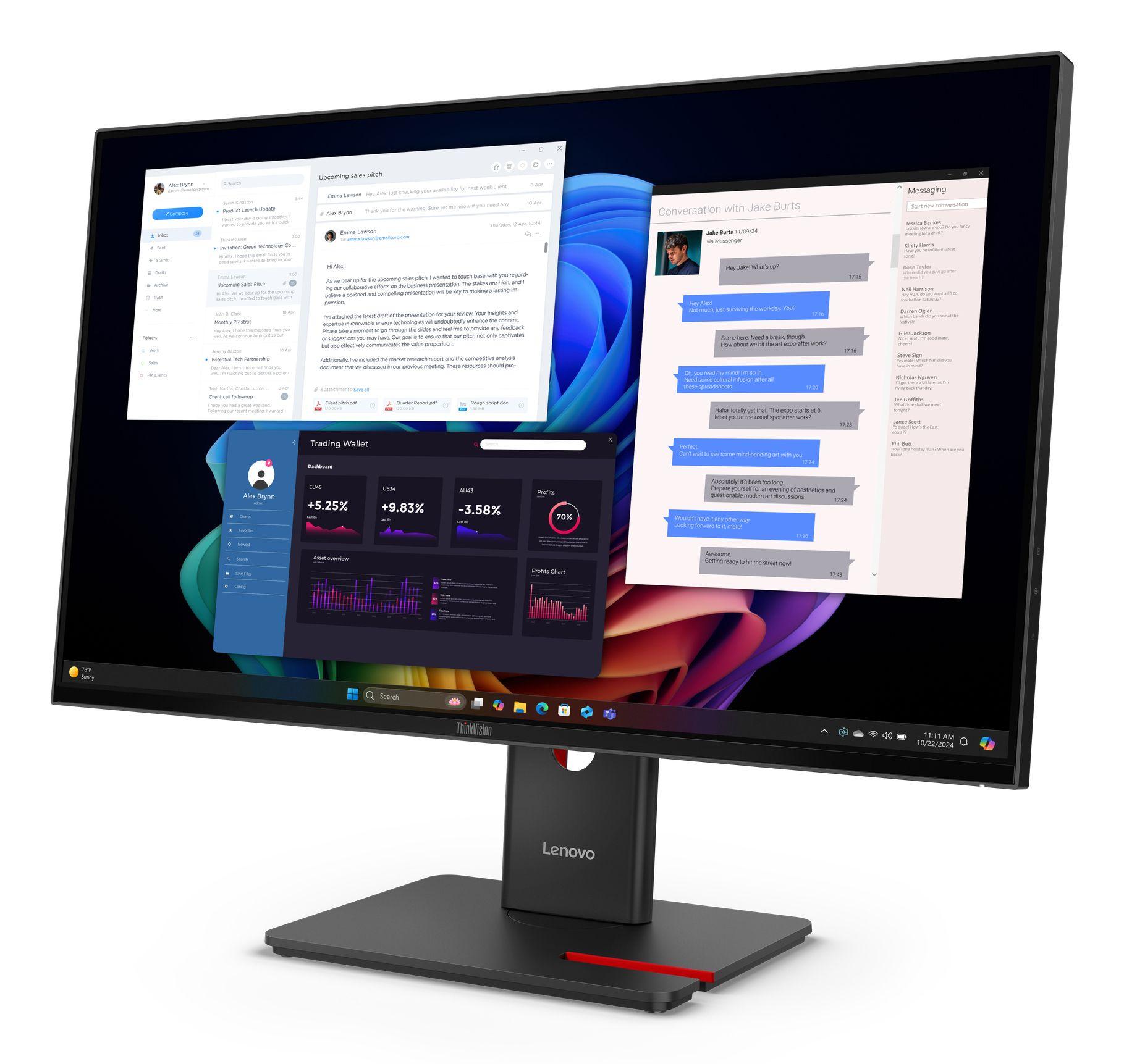 Monitor LENOVO ThinkVision T27UD-40 (27" - IPS - 60 Hz - Preto), miniatura 3