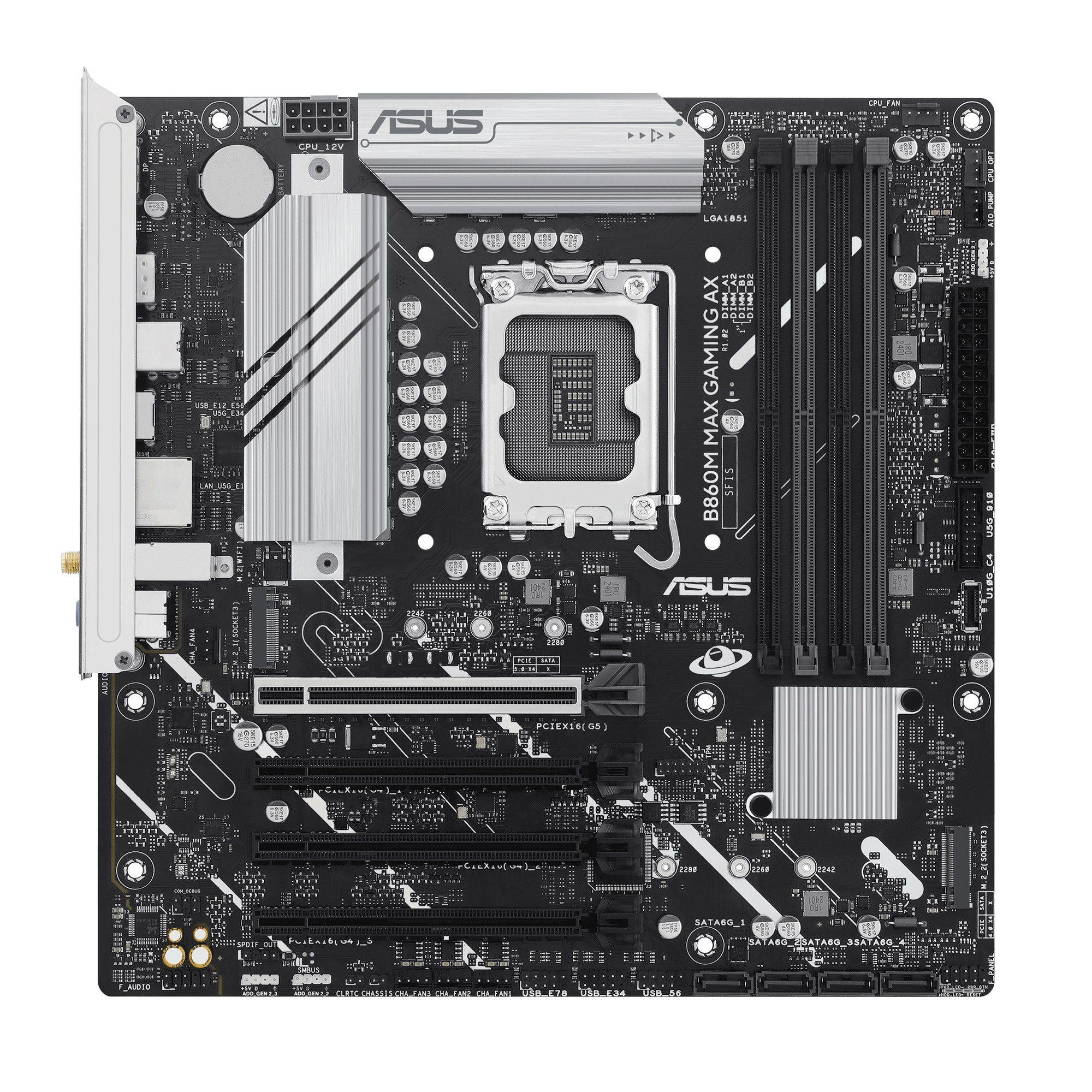 Motherboard ASUS B860M MAX GAMING AX (LGA 1851 - Intel Core Ultra - micro ATX - Cinzento), miniatura 4