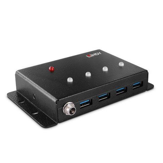 Hub USB LINDY 43374 (0,8 m - USB 3.2 Gen 1 Type-B - USB 3.2 Gen 1 Type-A - Preto)