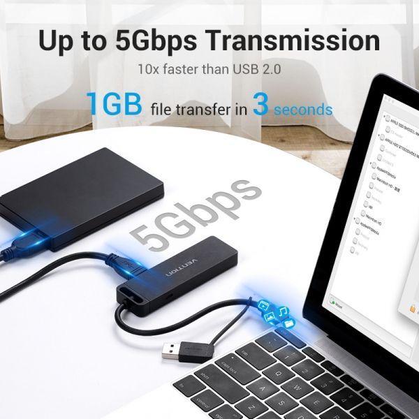 Hub USB 3.0 VENTION CHVBB (Preto) — miniatura 2