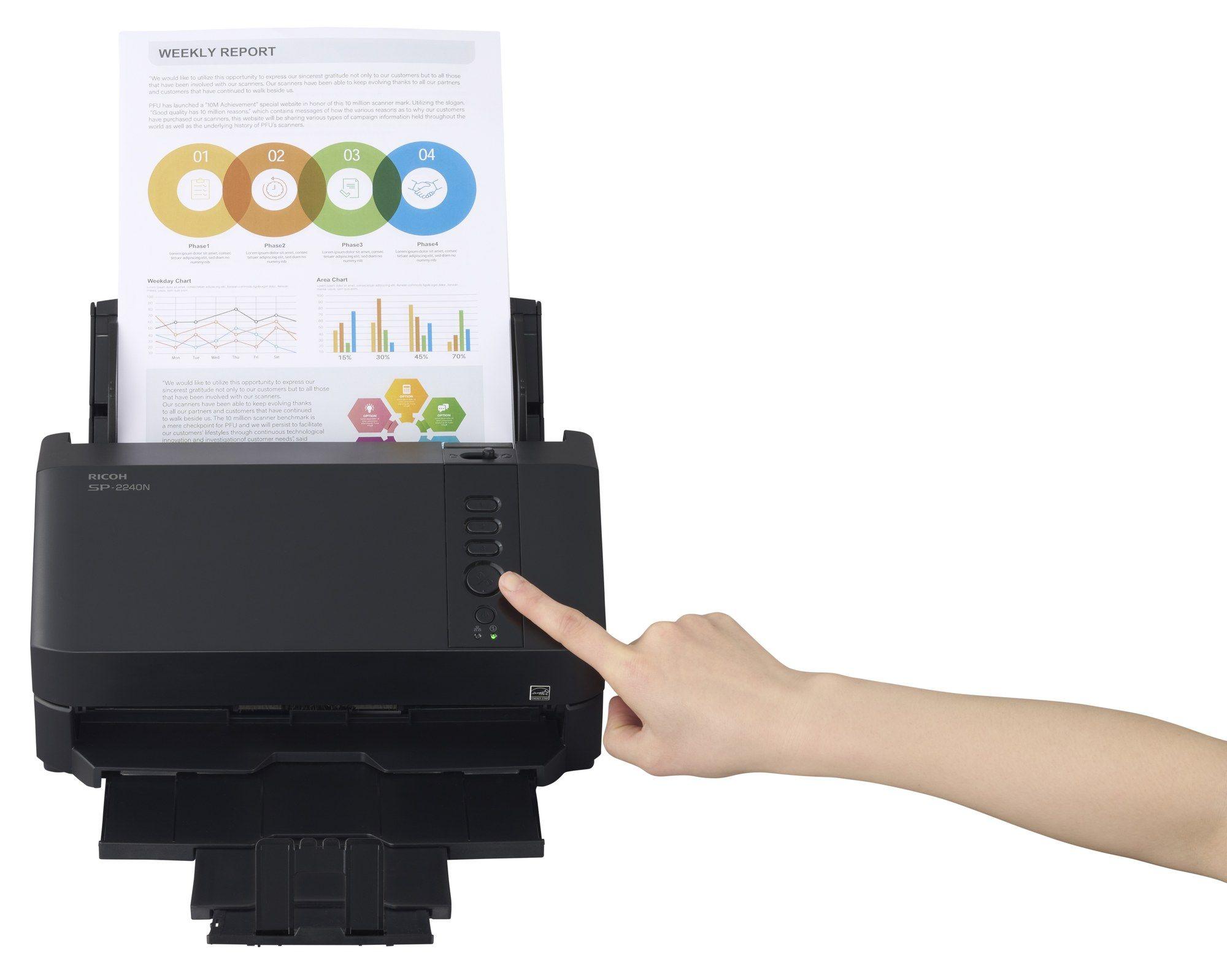 Scanner de Documentos de Rede RICOH SP-2240N (3.2 Gen 1 - USB 3.2 Gen 1 e Ethernet LAN - Preto) — miniatura 5