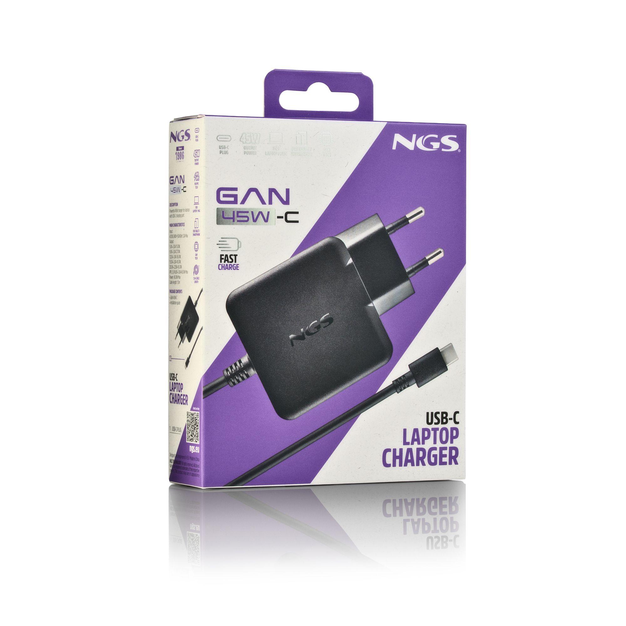 Carregador de Parede NGS GAN45W-C (45 W - Preto), miniatura 7