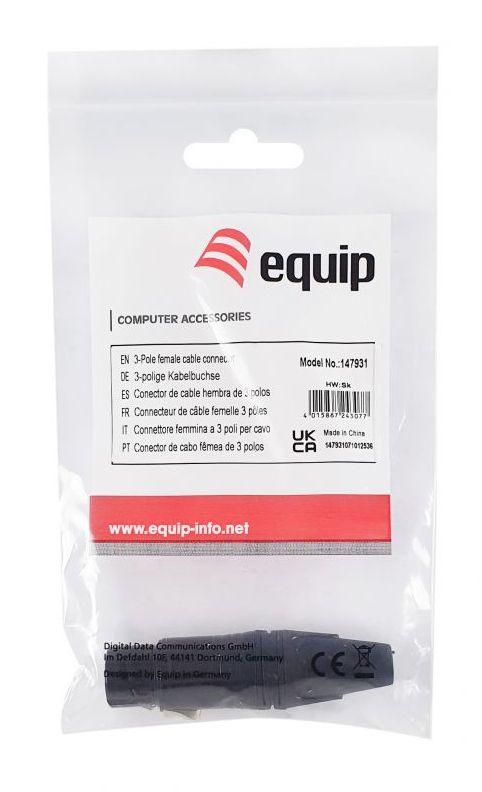 Conetor XLR EQUIP 147931 (XLR de 3 pinos - Preto), miniatura 4