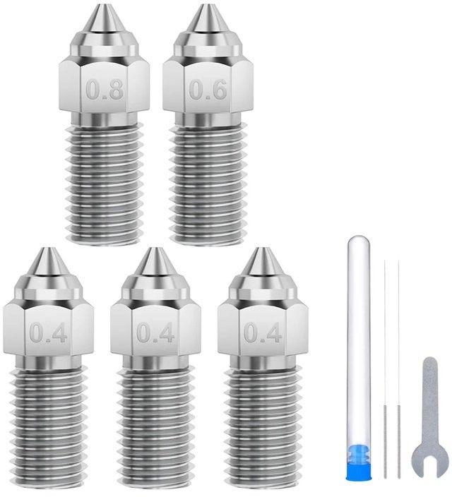 Conjunto de Bicos de Impressão 3D ELEGOO Neptune 4 / 4 Pro (Aço Temperado - 0,4 mm x3, 0,6 mm x1, 0,8 mm x1)