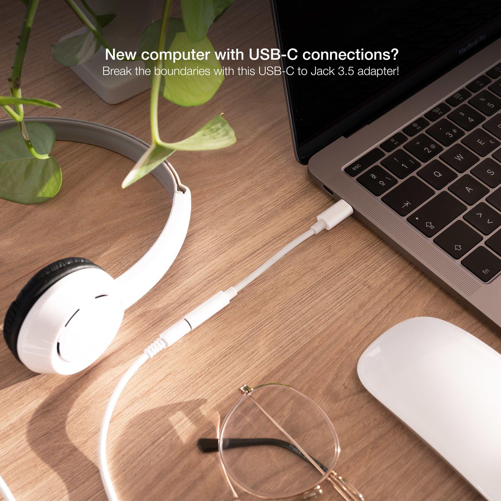 Adaptador de Áudio USB-C para Jack 3,5 mm NANOCABLE 10.24.1205-W (0,11 m - USB Type-C - 3.5mm - Branco) — miniatura 4