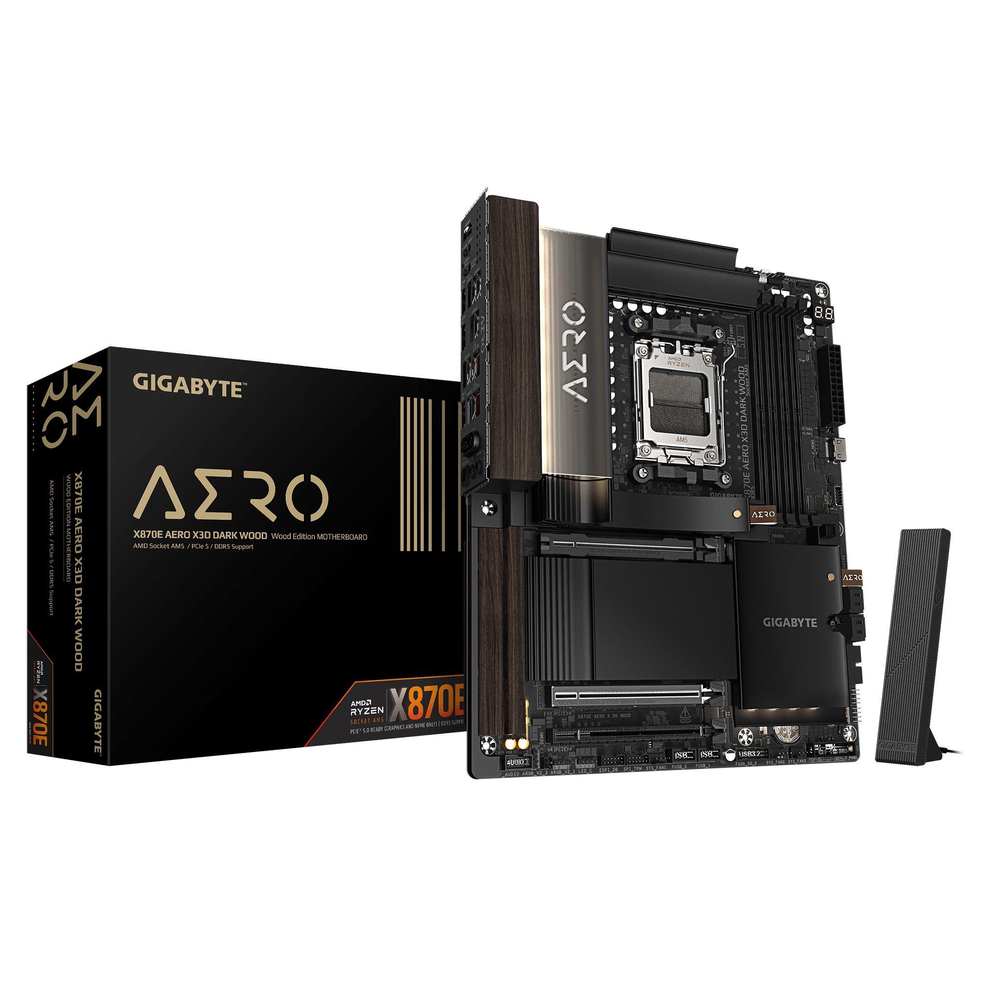 Motherboard GIGABYTE X870E AERO X3D DARK WOOD (AM5 - ATX - Duplo canal - Preto)