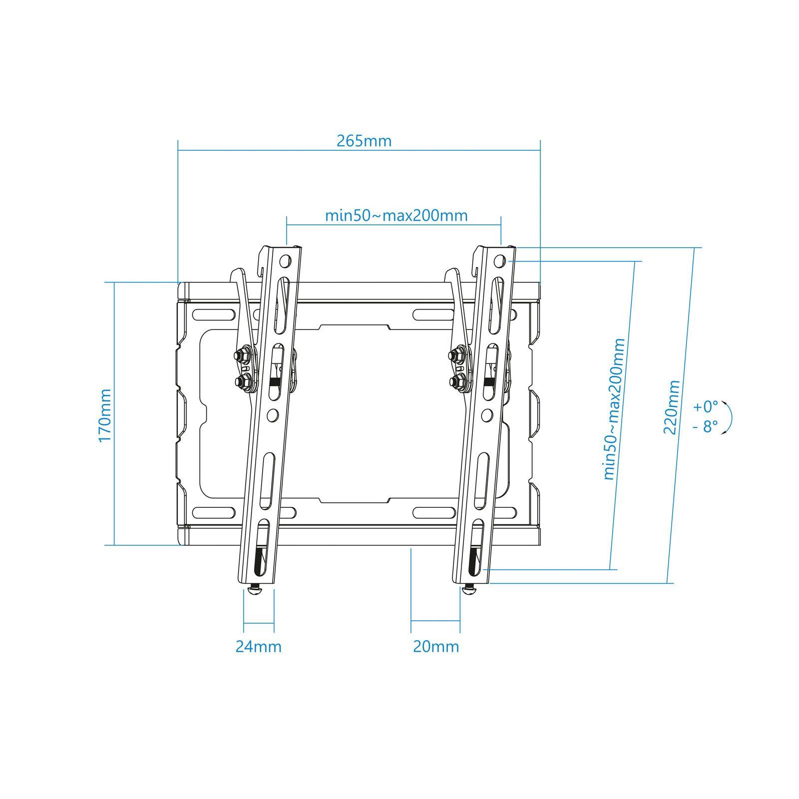 Suporte de Parede TV TOOQ LP1044T-B (200 x 200 mm - 50 x 50 mm - 109,2 cm - Preto), miniatura 3