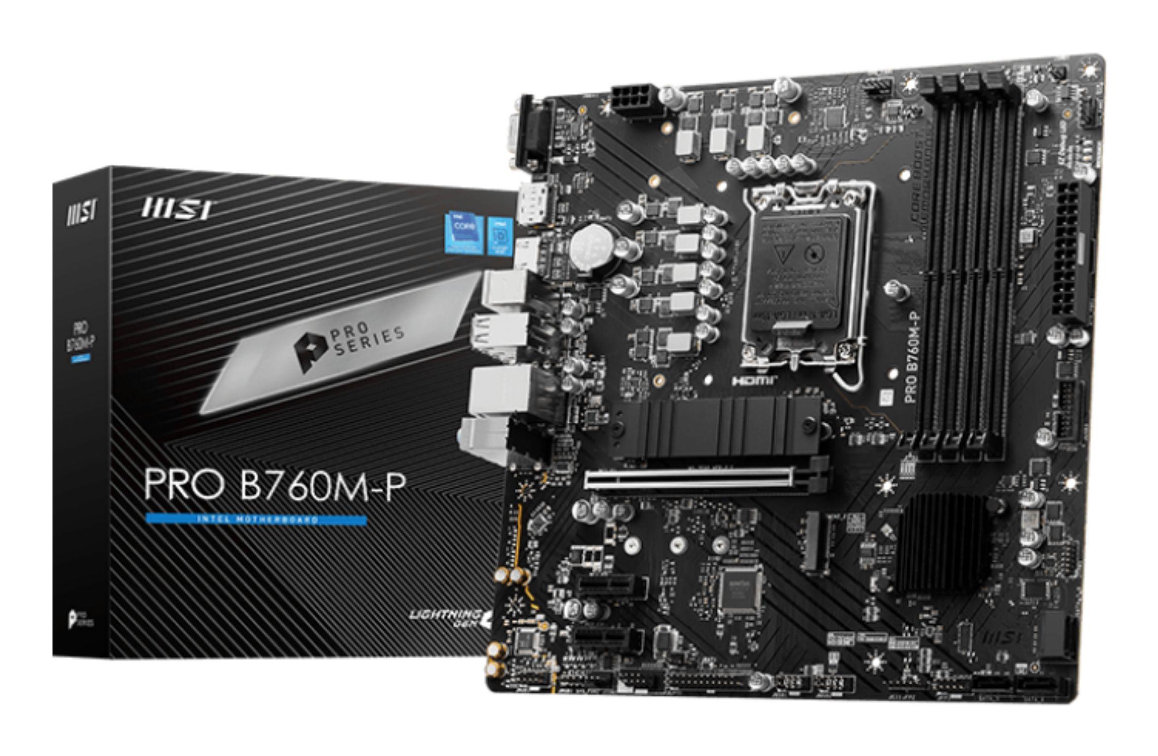 Motherboard MSI PRO B760M-P (LGA 1700 - micro ATX - Duplo canal - Transparente)