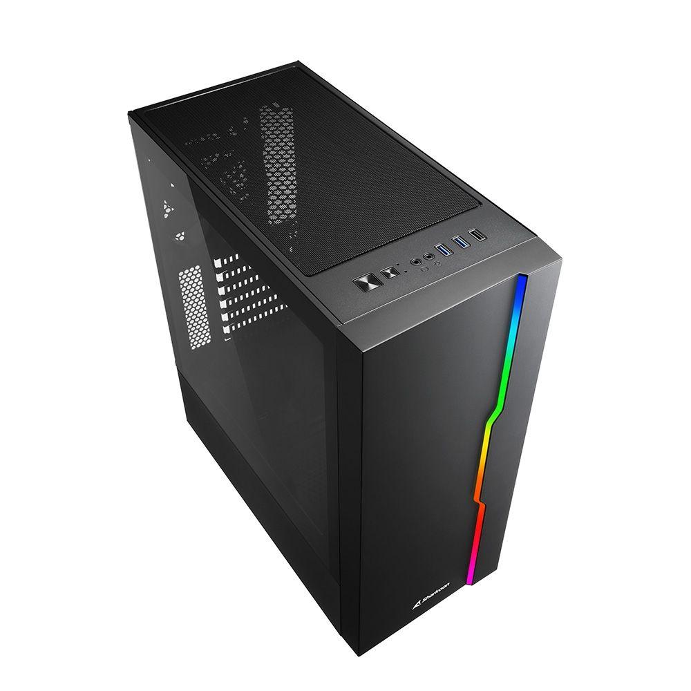 Caixa PC SHARKOON RGB Slider (ATX, Micro ATX, Mini-ITX - Midi Tower - 15,7 cm - Preto) — miniatura 2