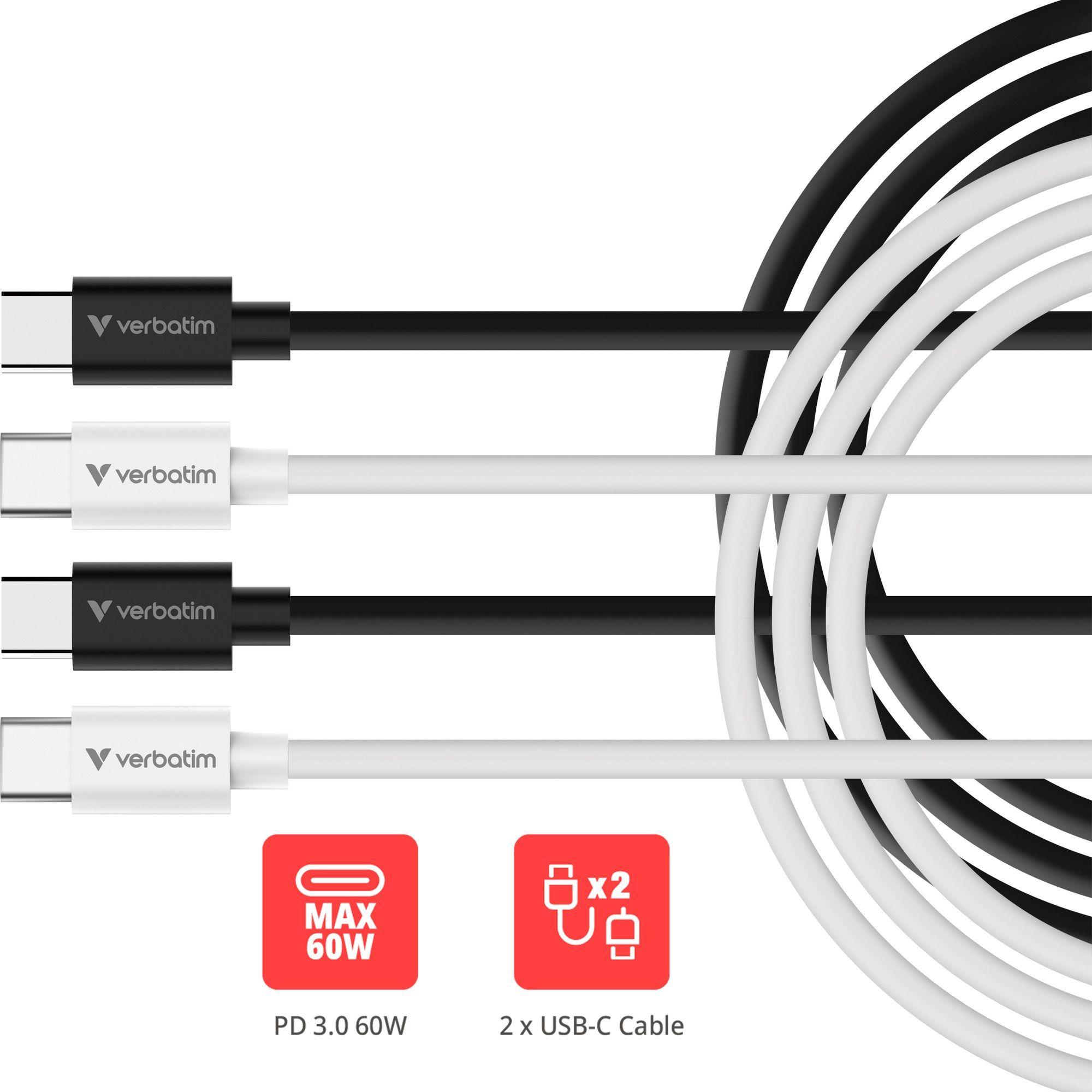 Cabo USB-C VERBATIM 32391 (1 m - USB-C macho - Preto e Branco) — miniatura 4