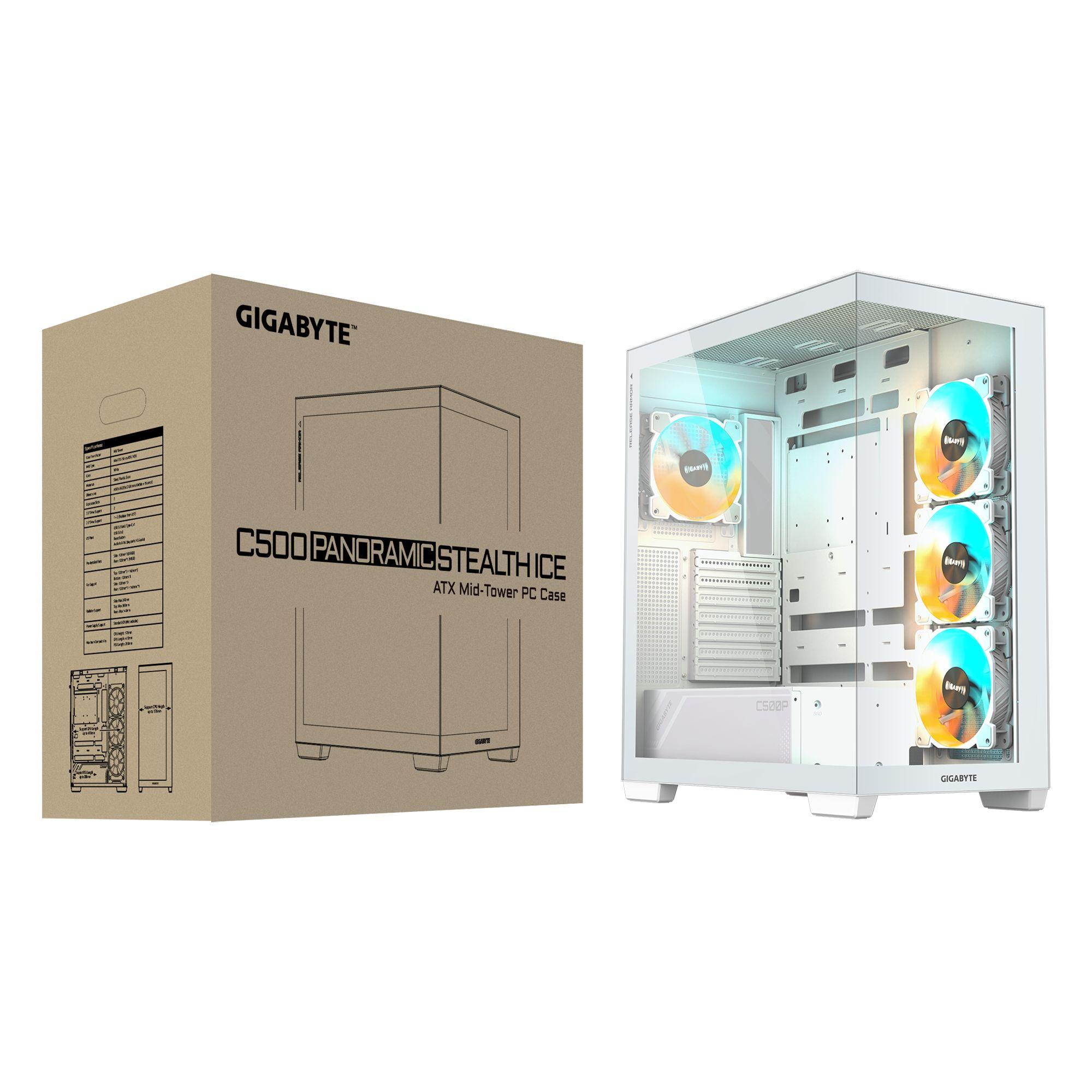 Caixa PC GIGABYTE C500 Panoramic Stealth (ATX, Mini-ATX, Mini-ITX - 2.5" - Vidro, Plástico, Aço - Branco) — miniatura 8