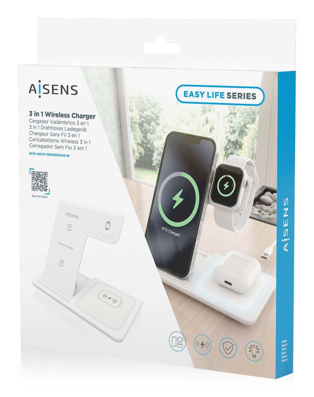 Carregador Sem Fios 3 em 1 AISENS ASCH-15W3WC044-W (15 W - Qi - Branco), miniatura 7