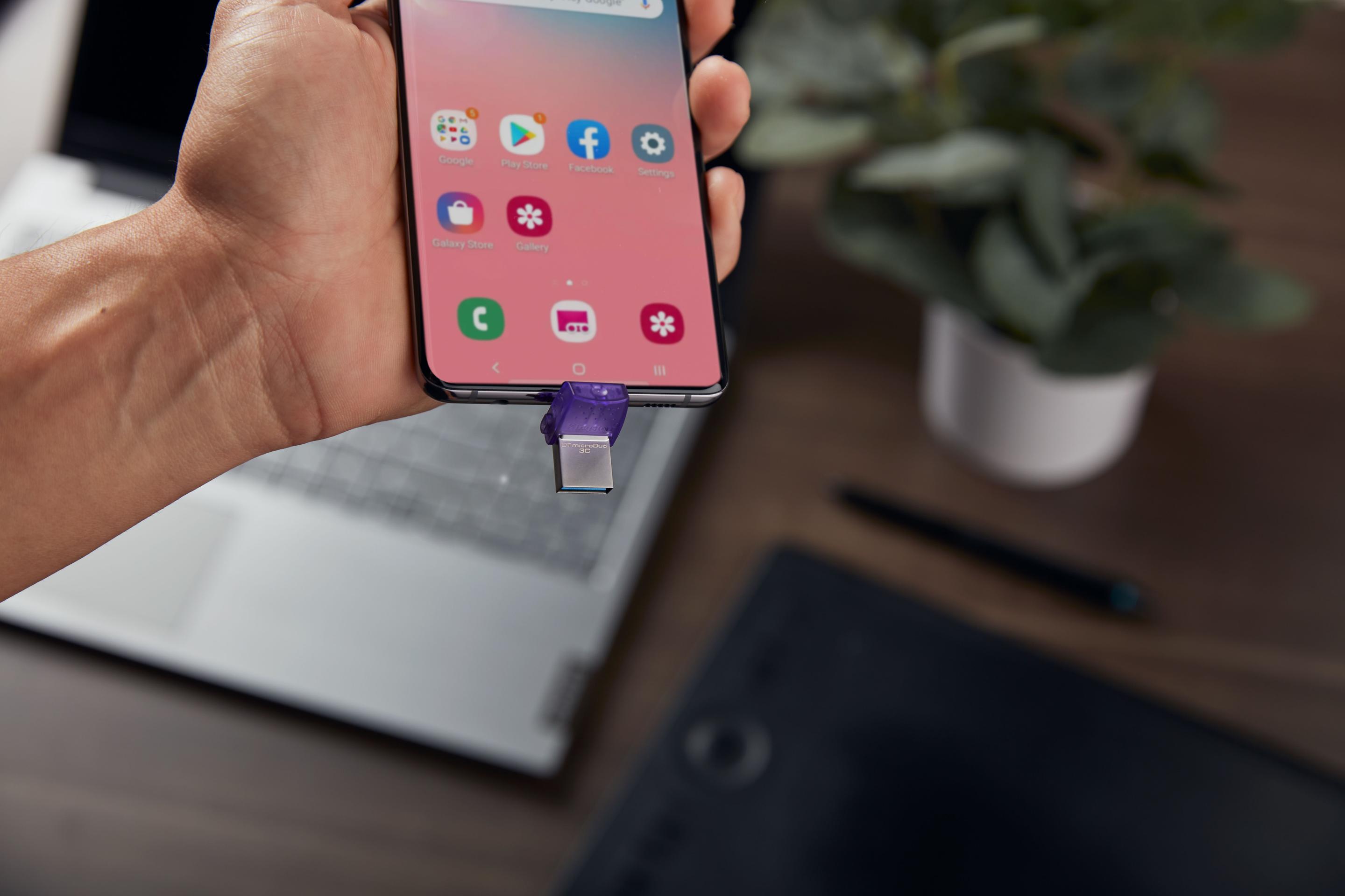 Pen USB KINGSTON DataTraveler microDuo 3C (64 GB - Outro - USB Type-A / USB Type-C - Roxo e Aço Inoxidável) — miniatura 7