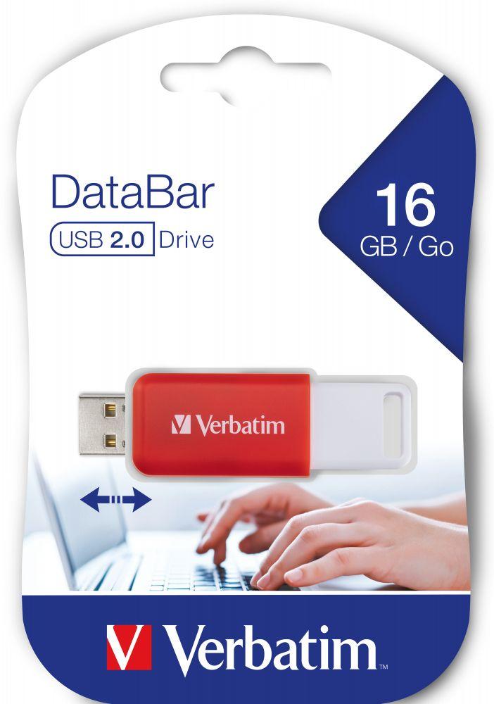 Pen USB VERBATIM DataBar (Deslizante - USB Type-A - Até 33,6 MB/s - Vermelho) — miniatura 3