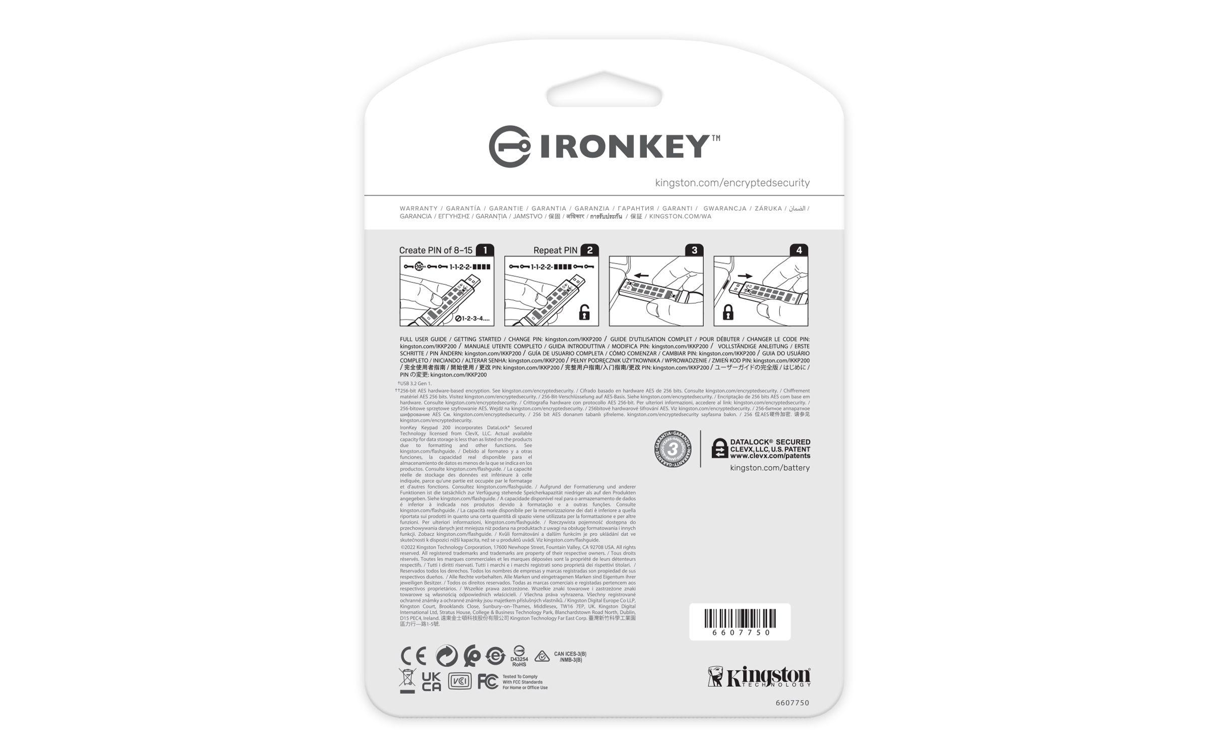 Pen USB KINGSTON IronKey Keypad 200 (USB Type-A - 3.2 Gen 1 - Sleeve - Azul) — miniatura 4