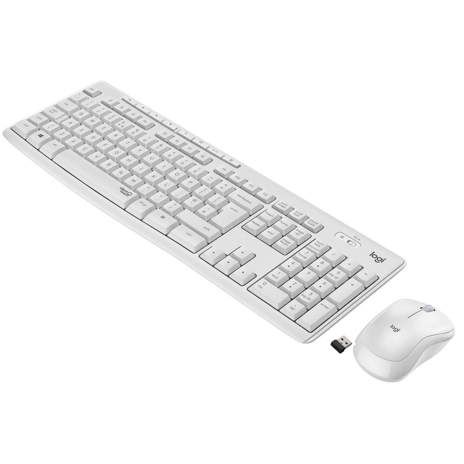 Conjunto de Teclado e Rato LOGITECH MK295 Silent (Francês - Tamanho completo - RF sem fios - Branco)